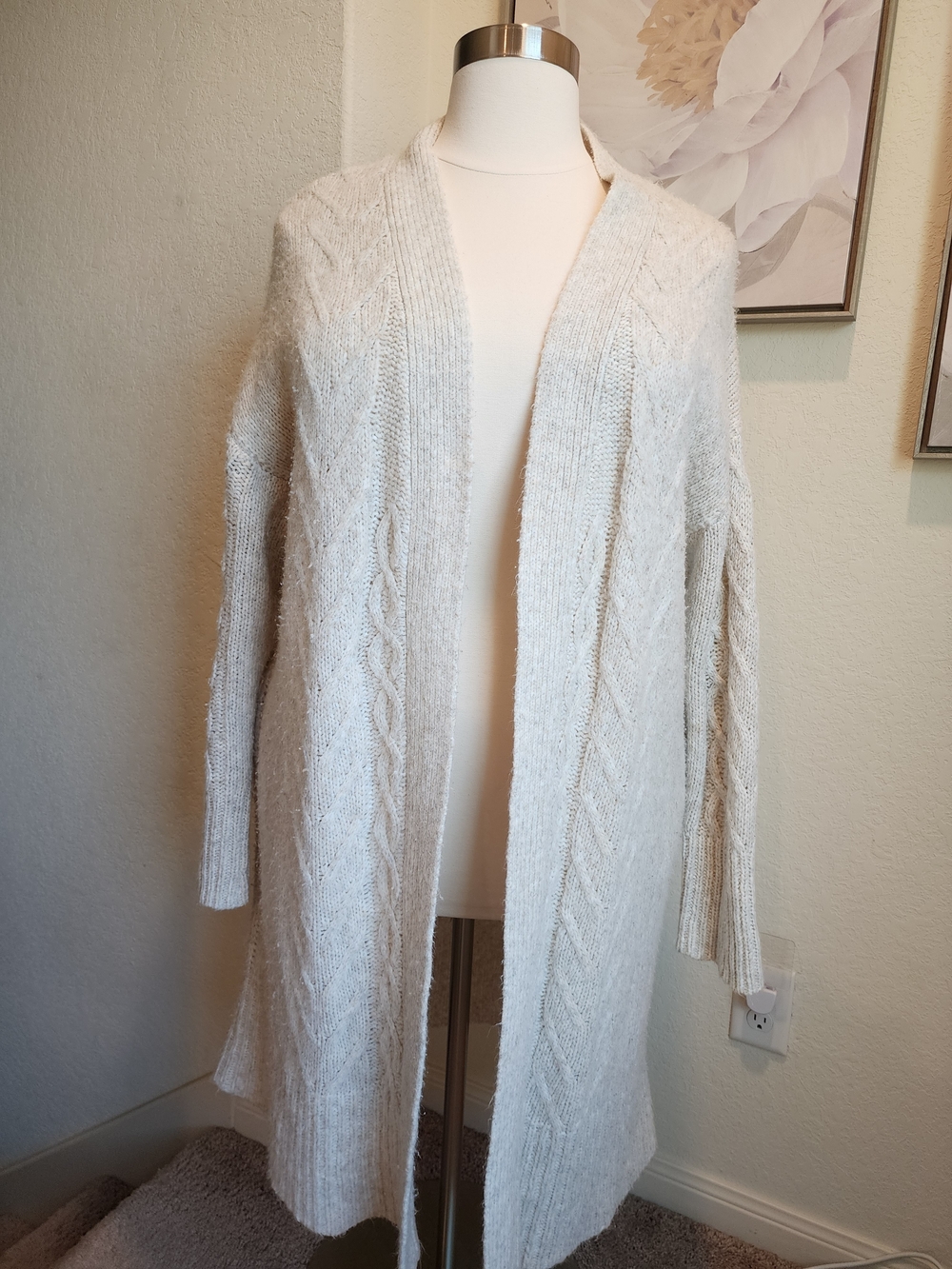 a new day Cream Open-Front Cable Knit Cardigan